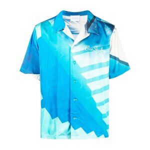 Blue Sky Inn Abstract Print Short Sleeved Shirt Style BS2202SH003 in Blue